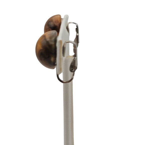 VTG Clip On Earrings Round Ball Honey Brown Swirl Lucite Resin MCM‎ Retro Womens - Picture 7 of 16